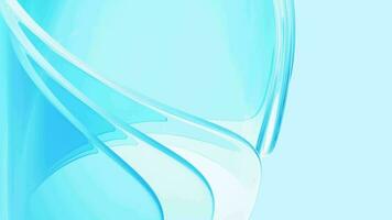 Cyan abstract curved glass video, 3d rendering. video