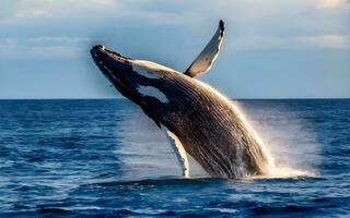 AI generated Majestic Symphony, Whales in Awe-inspiring Ocean Ballet photo