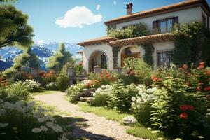 AI generated a 3d rendering of a house in the woods photo