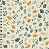 AI generated a pattern of a small leaves and cute shape for notebook photo