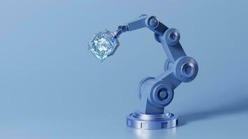 mechanisch arm en stroomkring spaander sci-tech video, 3d weergave. video