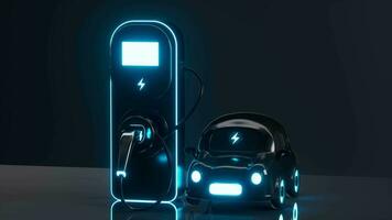 Automobile charging pile is charging the car, electric vehicle charging concept, 3d rendering. video