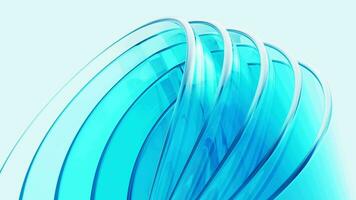 Cyan abstract curved glass video, 3d rendering. video