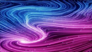 Flowing lines and glowing particles, Neon lines video, 3d rendering. video