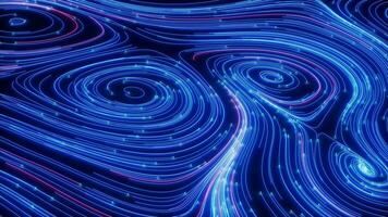 Flowing lines and glowing particles, Neon lines video, 3d rendering. video