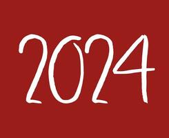 2024 Happy New Year Abstract White Graphic Design Vector Logo Symbol Illustration With Red Background