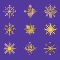 copo de nieve grupo en aislado azul fondo, linda copos de nieve colección aislado en blanco antecedentes. plano nieve iconos, silueta. bonito elemento para Navidad bandera vector