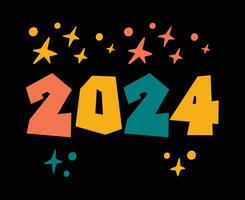 2024 Happy New Year Abstract Multicolor Graphic Design Vector Logo Symbol Illustration With Black Background