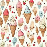 AI generated a pattern of a small ice cream and cute ice for notebook photo