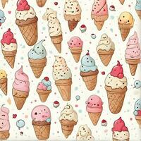 AI generated a pattern of a small ice cream and cute ice for notebook photo