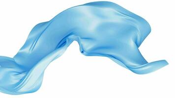 Blue silk fabric, blue cloth material flying in the wind , 3d rendering. video