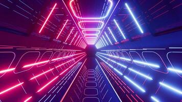 Neon lines and tunnel, 3d rendering. video