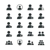 Users and Avatars Vector Icons. Teamwork and Businessman symbols. Icon set includes user, person, group, and team icons vector.