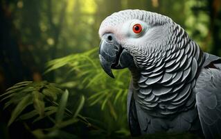 AI generated African Grey Parrot photo