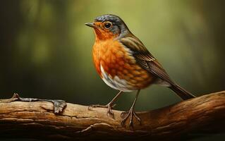 AI Generative cute robin bird on natural environment photo