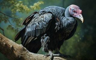 AI Generative Turkey Vulture bird on natural environment photo