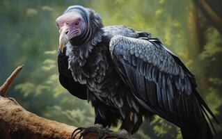 AI Generative Turkey Vulture bird on natural environment photo