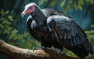 AI Generative Turkey Vulture bird on natural environment photo