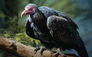 AI Generative Turkey Vulture bird on natural environment photo