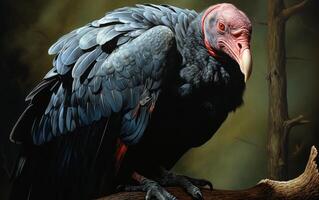 AI Generative Turkey Vulture bird on natural environment photo