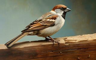 AI Generative cute Sparrow bird on natural environment photo