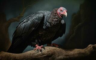 AI Generative Turkey Vulture bird on natural environment photo