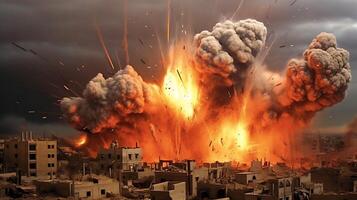 AI Generative Fierce bomb explosion attack background photo