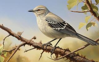 AI Generative Mockingbird in Natural environment photo