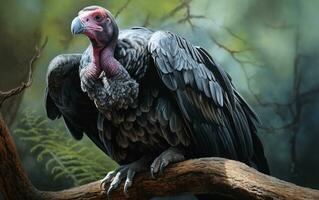 AI Generative Turkey Vulture bird on natural environment photo