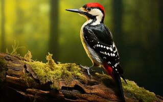 AI Generative Woodpecker bird on natural environment photo