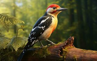 AI Generative Woodpecker bird on natural environment photo