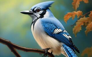 AI Generative Blue Jay Natural bird photography photo