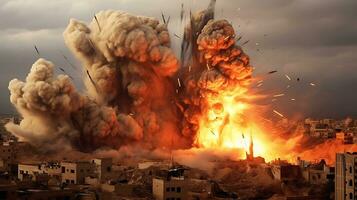 AI Generative Fierce bomb explosion attack background photo