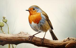 AI Generative cute robin bird on natural environment photo