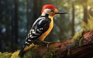 AI Generative Woodpecker bird on natural environment photo