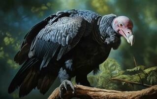 AI Generative Turkey Vulture bird on natural environment photo