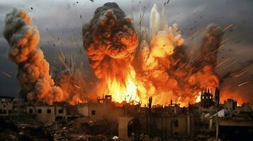 AI Generative Fierce bomb explosion attack background photo