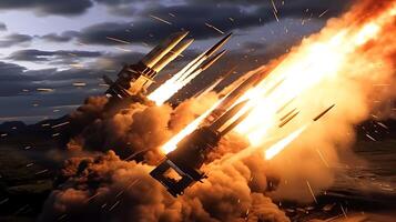 AI Generative Exploration missile rocket attack war background photo