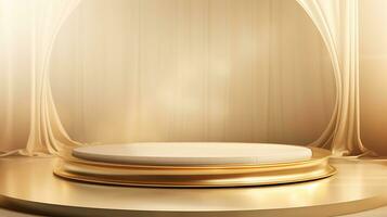 AI Generative luxury podium on background gold product presentation mock up photo