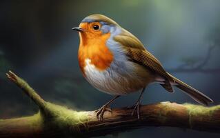 AI Generative cute robin bird on natural environment photo