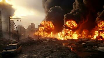 AI Generative Fierce bomb explosion attack background photo