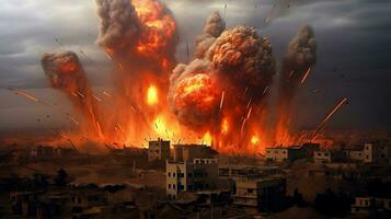 AI Generative Fierce bomb explosion attack background photo