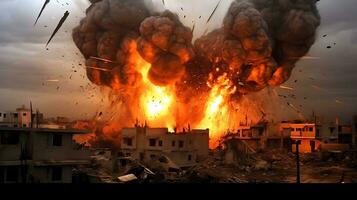 AI Generative Fierce bomb explosion attack background photo