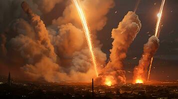 AI Generative Exploration missile rocket attack war background photo