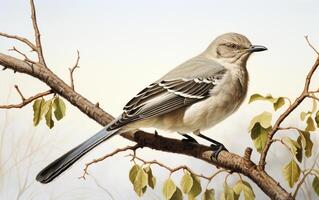 AI Generative Mockingbird in Natural environment photo