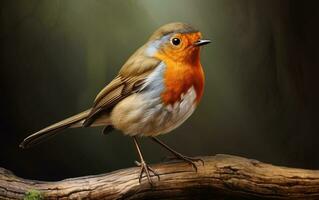 AI Generative cute robin bird on natural environment photo