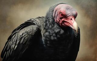 AI Generative Turkey Vulture bird on natural environment photo