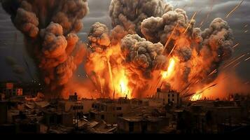 AI Generative Fierce bomb explosion attack background photo