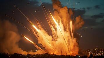 AI Generative Exploration missile rocket attack war background photo