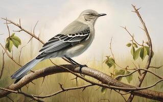 AI Generative Mockingbird in Natural environment photo